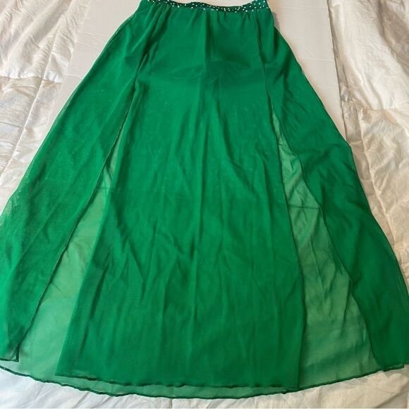 The Line up solo dance custom costume kelly green 2 piece maxi skirt leotard 10 - Picture 5 of 15